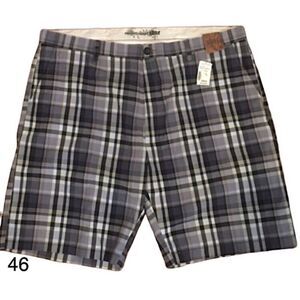 Plaid Flat Front Mens Shorts Waist 46 NWT